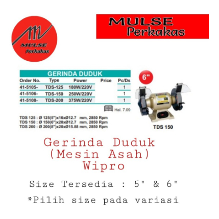 Gerinda Duduk/ Mesin Asah Duduk Wipro 5" 6" Wipro