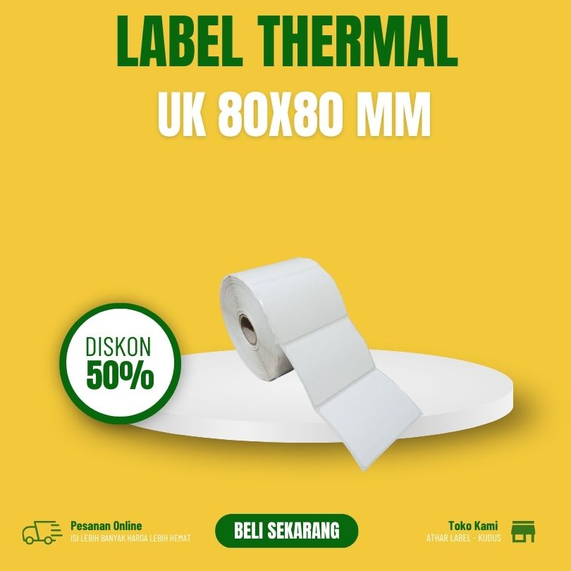 

Stiker Label Barcode Thermal 80 x 80 mm isi 500 Core 1 inch
