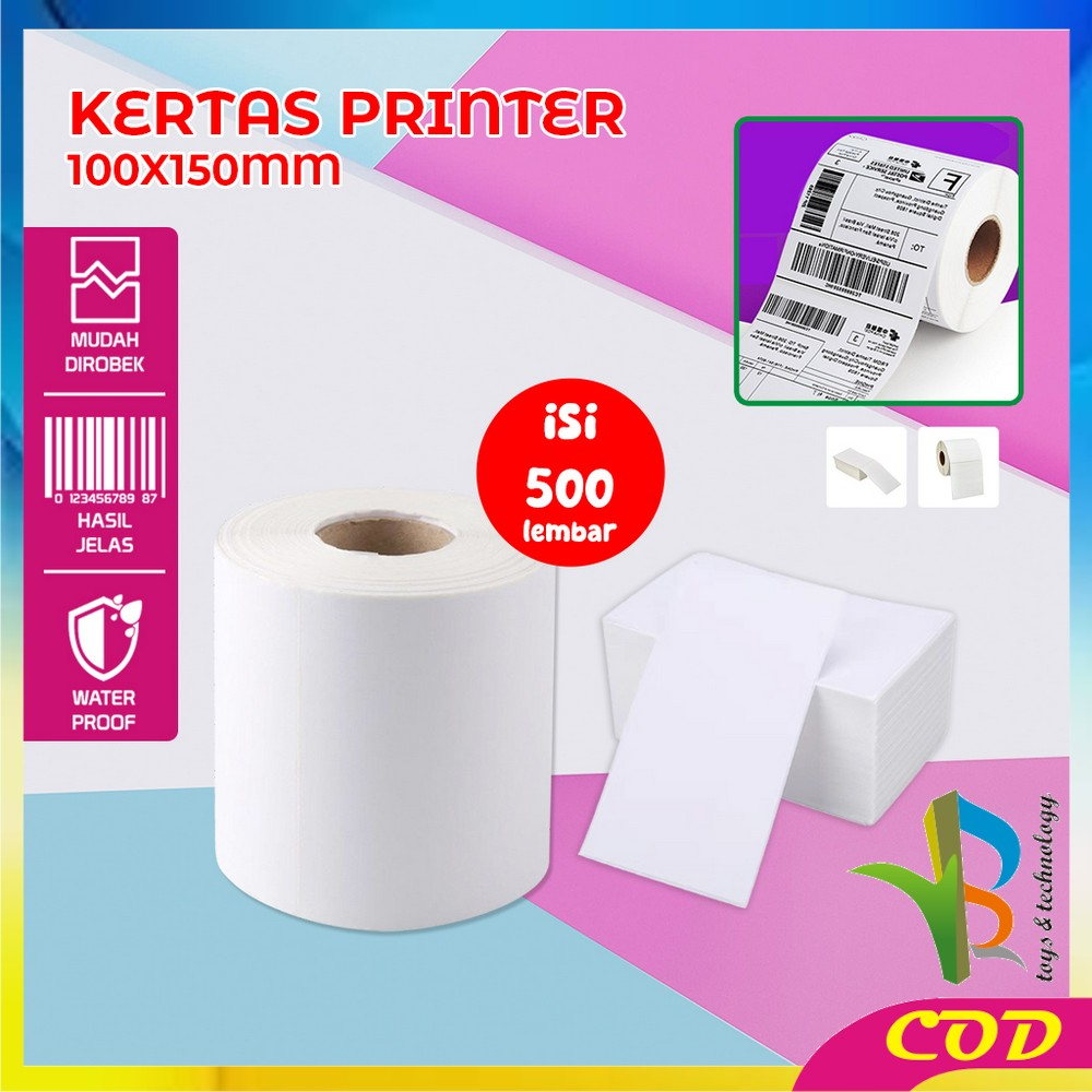 

RB-A72 Label Sticker Thermal 100x150 MM Isi 500 LEMBAR / Kertas Stiker Resi Label Barcode / Kertas Thermal Kertas Printer