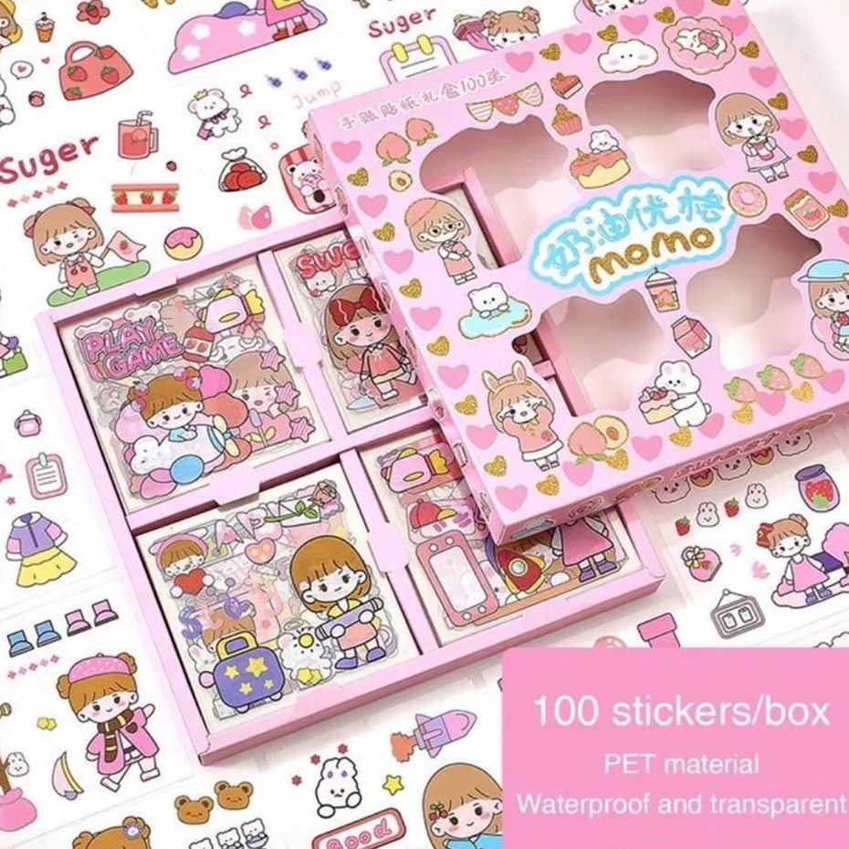 

MS Sticker Momo Tempelan Kartun Korea Cute Anti Air Handbook Scrapbook Alat Plastik Stiker Anak Boneka Cantik Karakter Gambar