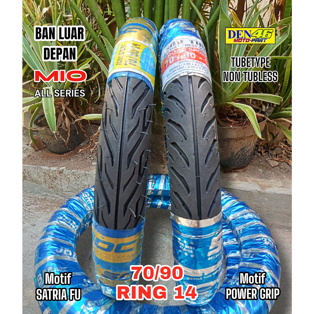 TERMURAH - BAN LUAR TUBETYPE / NON TUBLES MOTOR MATIC METIC METIK DEPAN [ 70/90 RING 14 ] MOTOR - MI