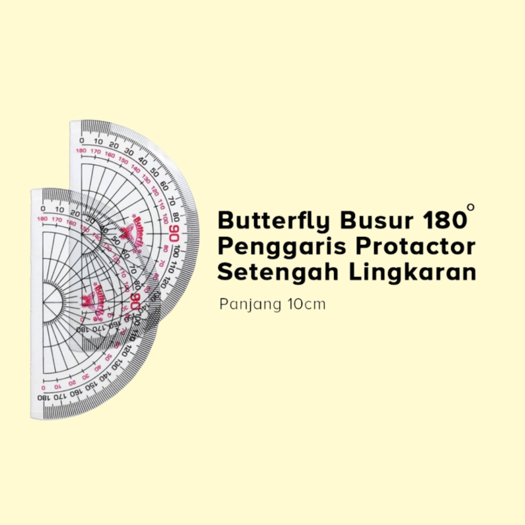 

Busur Penggaris Butterfly Busur 180 Derajat Bening Panjang 10 CM Transparan - PBZ