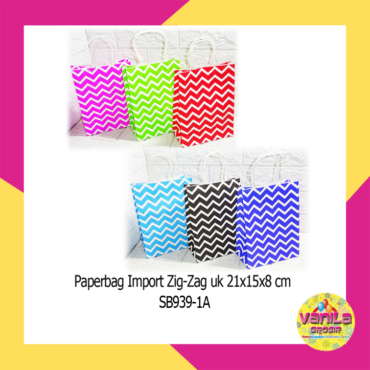 

(1Pcs) Shopping bag motif ZigZag, paperbag kertas souvenir, tas kertas souvenir