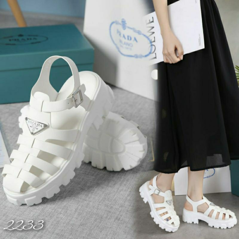 NEW ARRIVAL SANDAL WANITA KULIT POLOS IMPORT TERMURAH PREMIUM WEDGES SET Kode: 2233