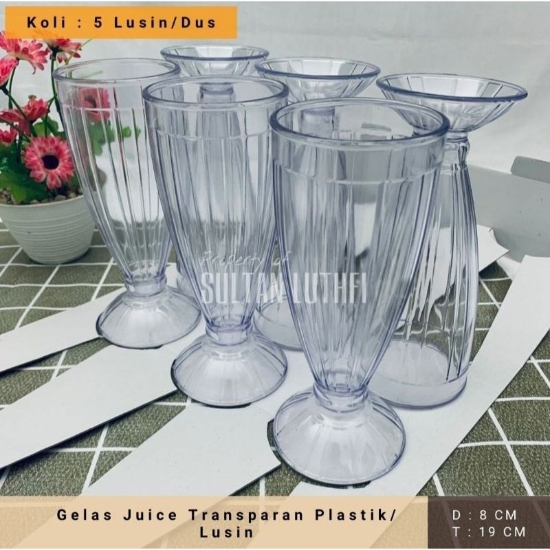 Gelas Juice Transparan Plastik Bening / Lusin