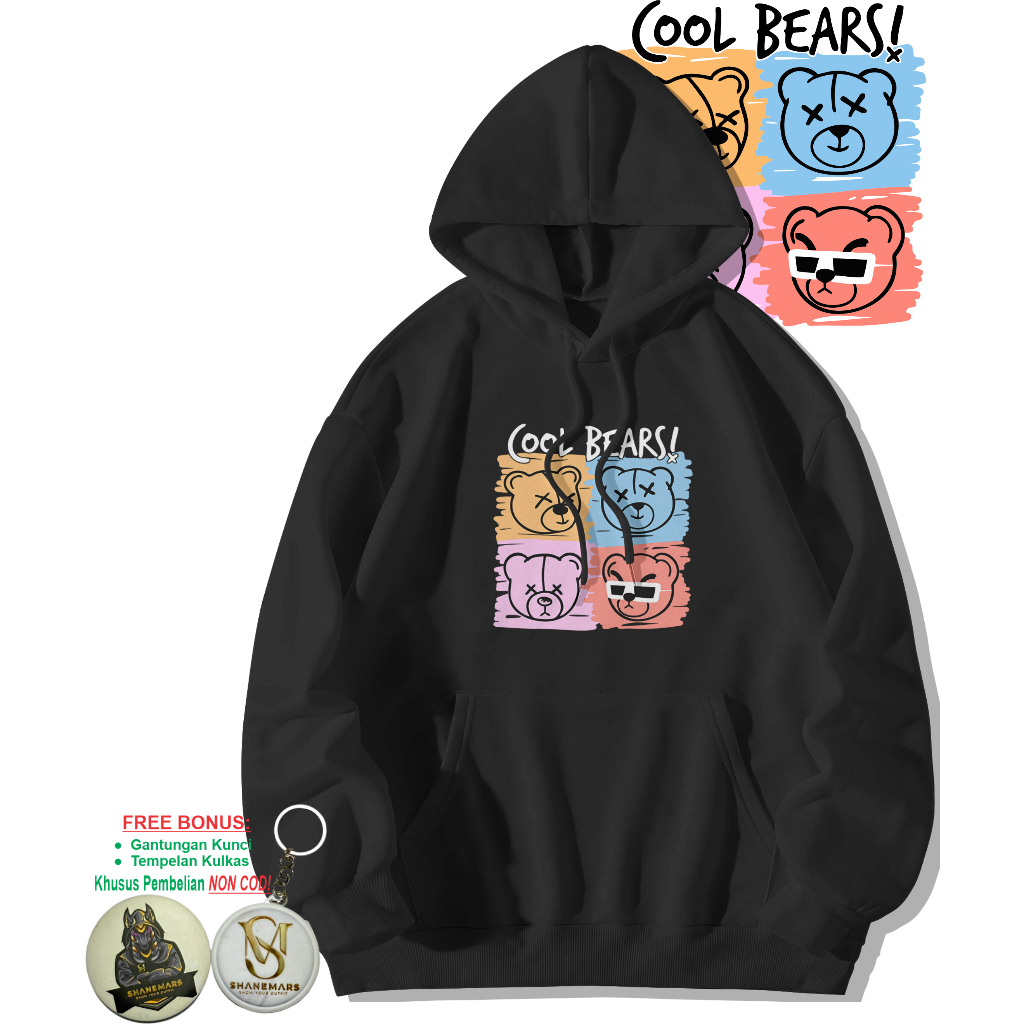 Sweater Wanita Hoodie Oversize COOL BEARS | Hodie Jumbo Pria Distro Bahan FLeece 300 GSM Pasangan Co