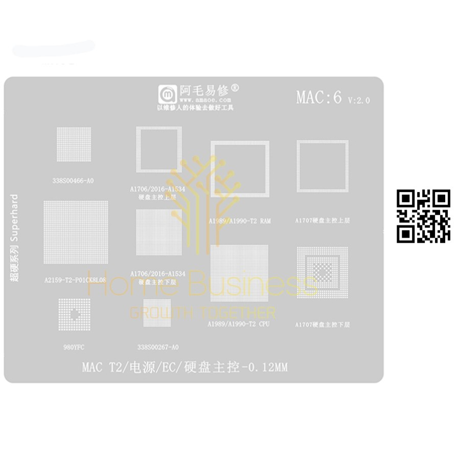 

AMAO Cetakan Stencil Plat Khusus MAC6 Mac Macbook A1989 A 1989 1990