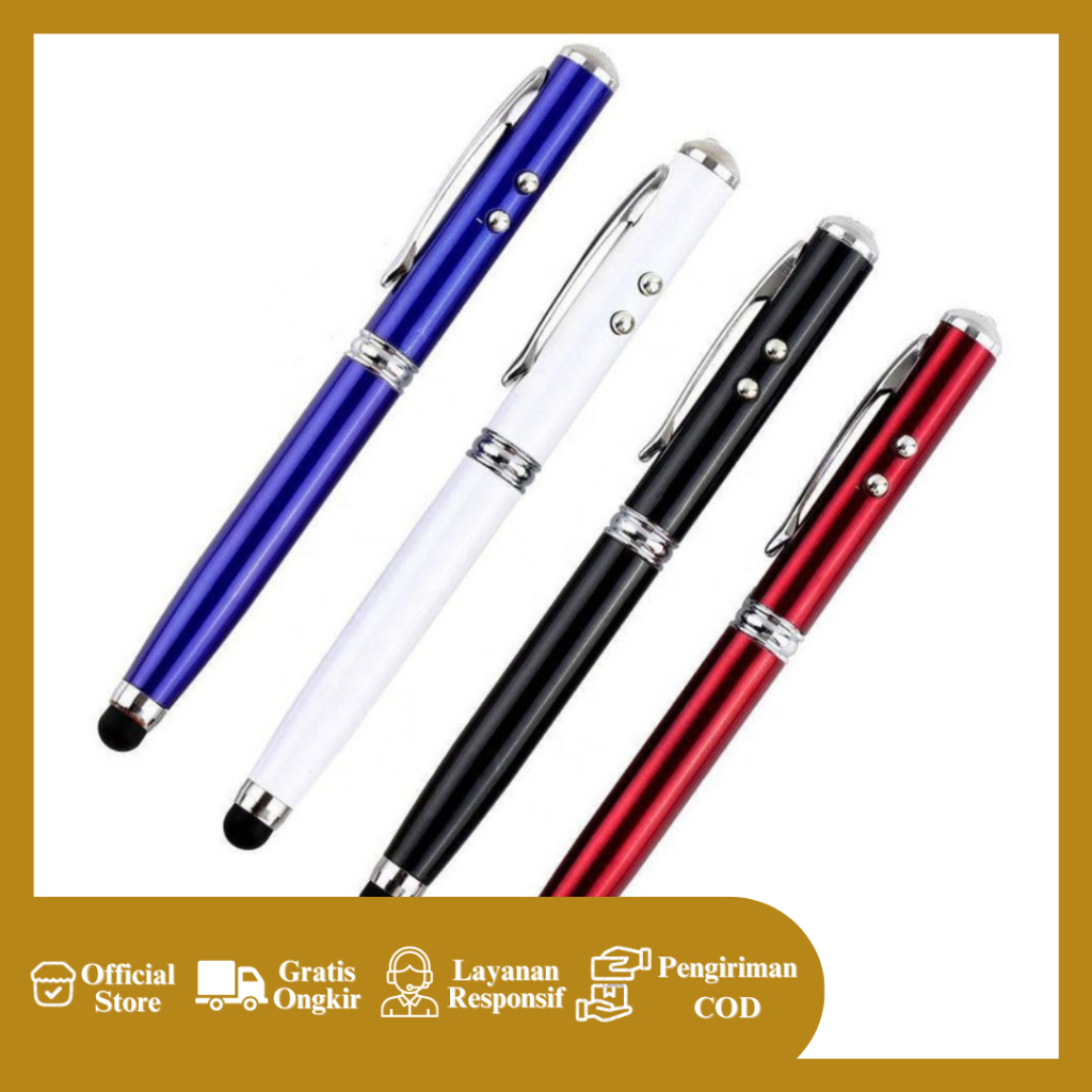 

PULPEN LASER POINTER LED MULTI FUNGSI 4 IN 1 (STYLUS+PEN+LASER POINTER+SENTER LED)
