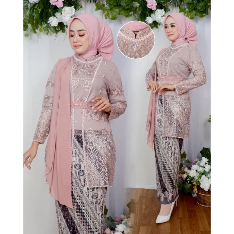 kebaya tunik selendang/kebaya selendang/kebaya kartini selendang payet/kebaya kartini payet