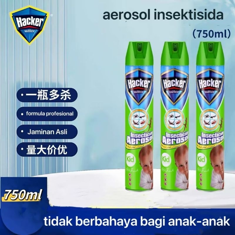 Obat Nyamuk Semprot Hacker, 750Ml, Aman Untuk Bayi, Ibu Hamil, Dan Dewasa