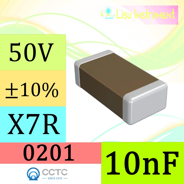 10nF ±10% 50V X7R 0201  SMD Multilayer Ceramic Capacitor MLCC SMT CCTC TCC0201X7R103K500ZT