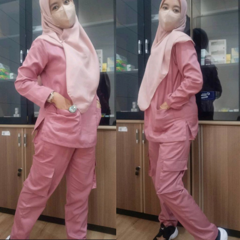 Baju OK / Baju Oka Lengan Panjang Set Celana Cargo