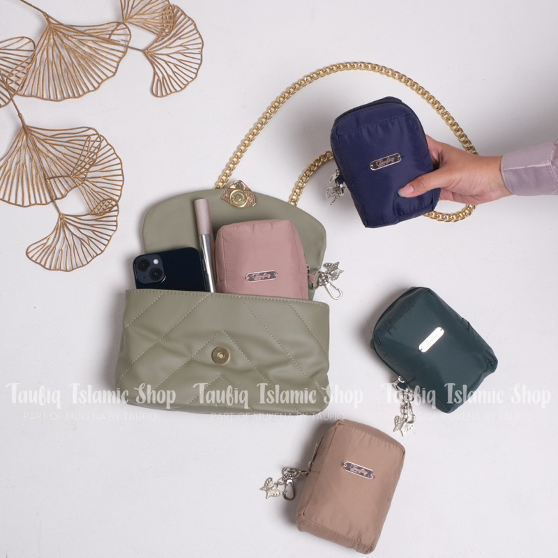 Mukena Calista Series | Mukena Travel Mini Parasut Premium Polos | Mukena Travel Pouch Model 2in1 Re