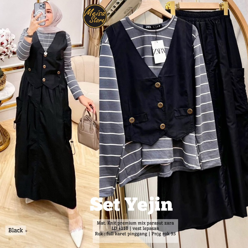 Yejin set 3in 1 by MEISA STORE// 1.10 Knit premium mix parasut zara // inner rok vest iuter Fashion 