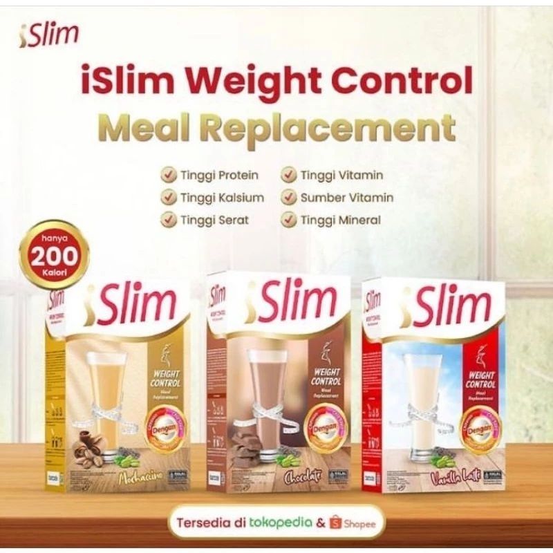

iSlim meal replacement pengganti makan minuman diet kalori rendah 1 box isi 6 sachet