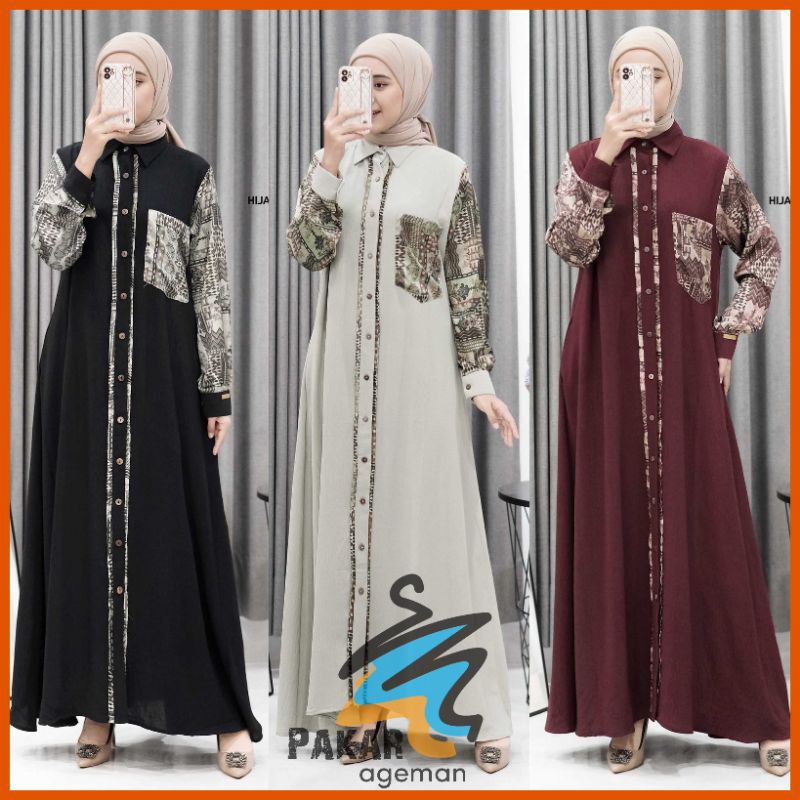 HIJAB SISTERS LUNA DRESS Long Dres Gamis Kondangan OOTD Jumbo LD 110