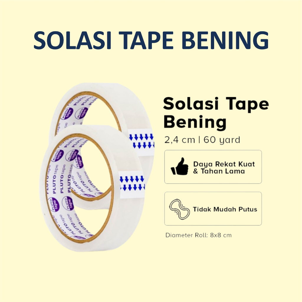 

Solasi Bening Selotip Selotape Ukuran 24 MM 60 Yard Tape Lakban Bening - PBZ