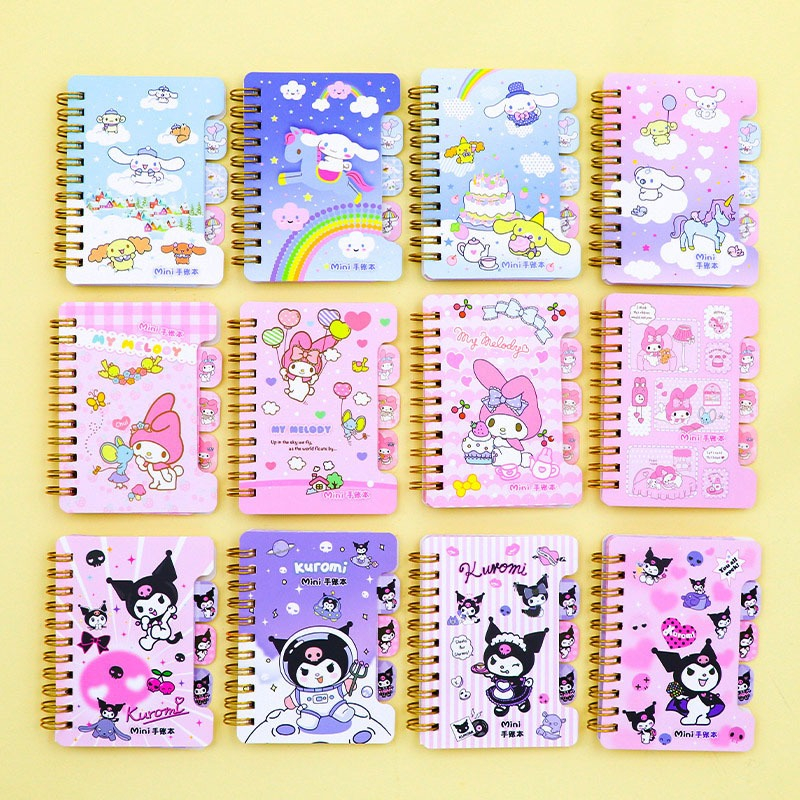 

MINI MEMO RING NOTEBOOK DENGAN PEMBATAS MOTIF SANRIO KUROMI CINNAMOROLL MY MELODY POCKET BOOK MEMO vincess