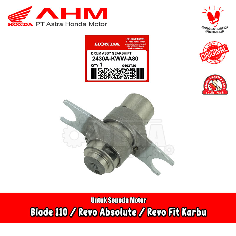 2430A-KWW-A80 Drum Assy Gearshift Operan Gear Honda Revo Absolute Fit Fi Blade 110 Original AHM