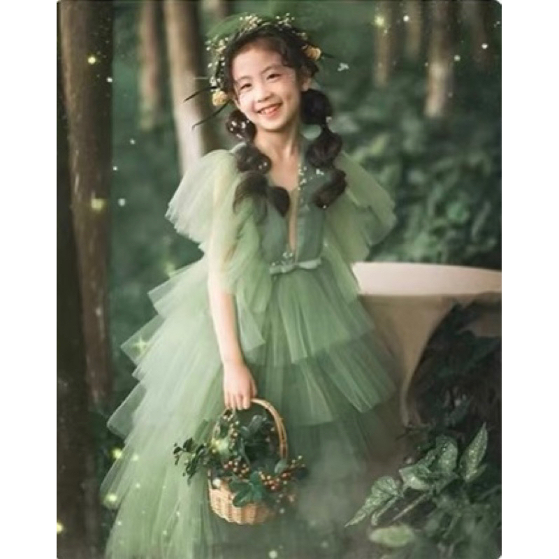 A002 Premium Green Tile Dress /Gaun Pesta Anak / Dress anak / Dress pesta anak/ gaun tile