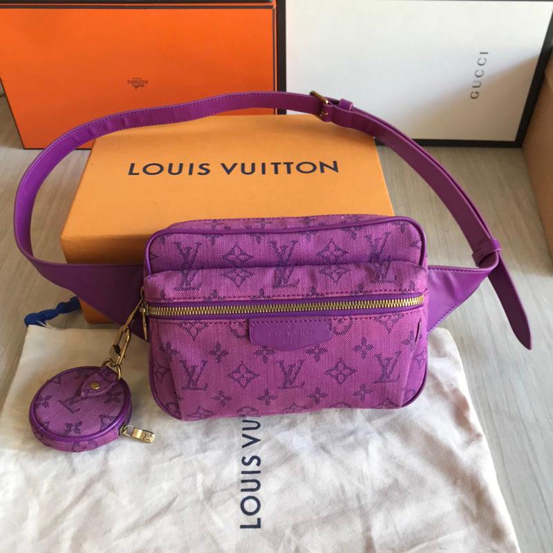 Tas Wanita Louis Vuitton Bumbag Denim Body Bag Purple