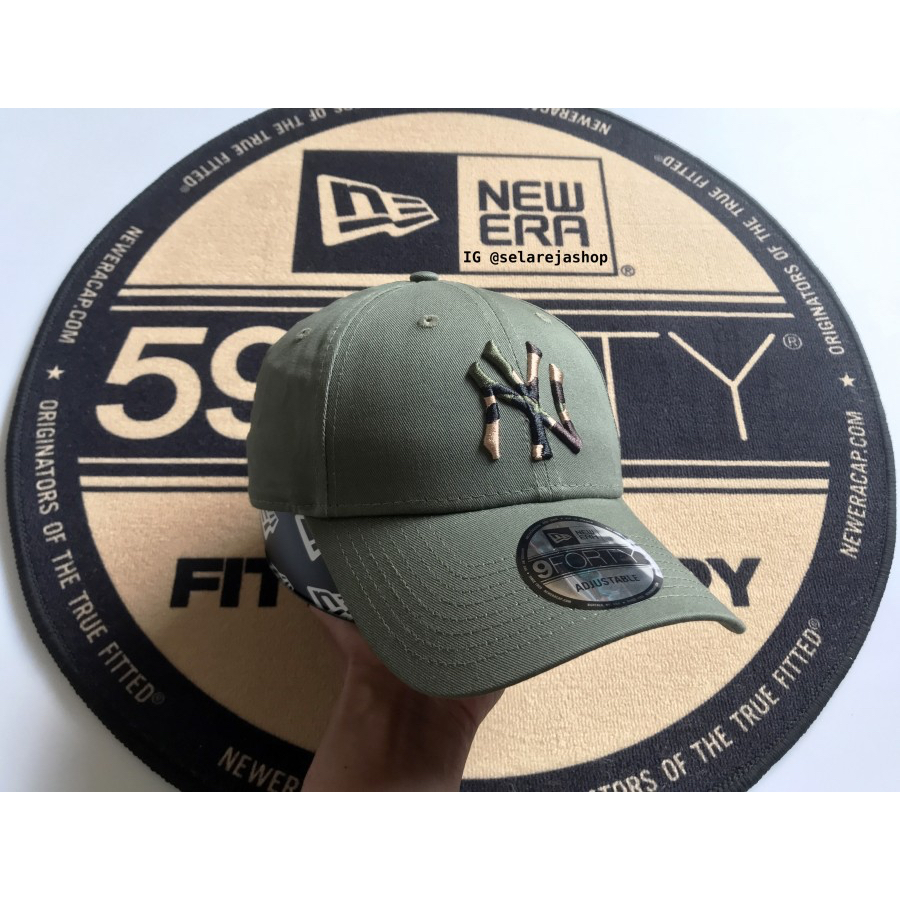 Topi New Era 9Forty New York Yankees Camo Infill Khaki Cap 100% Original Resmi