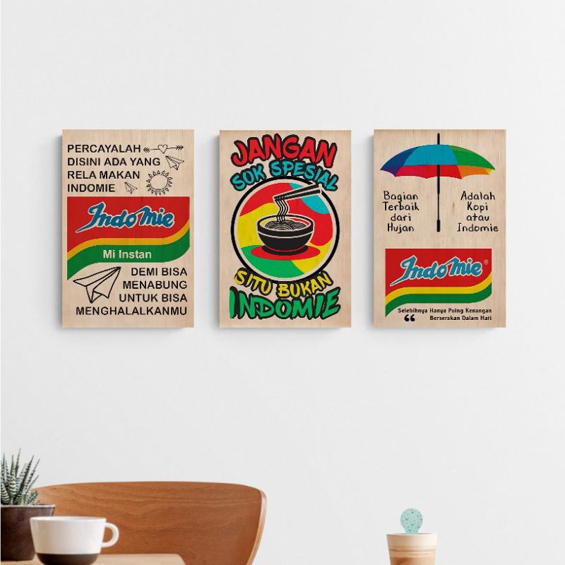 Hiasan Dinding Dapur Pajangan Poster Kayu Quotes Indomie