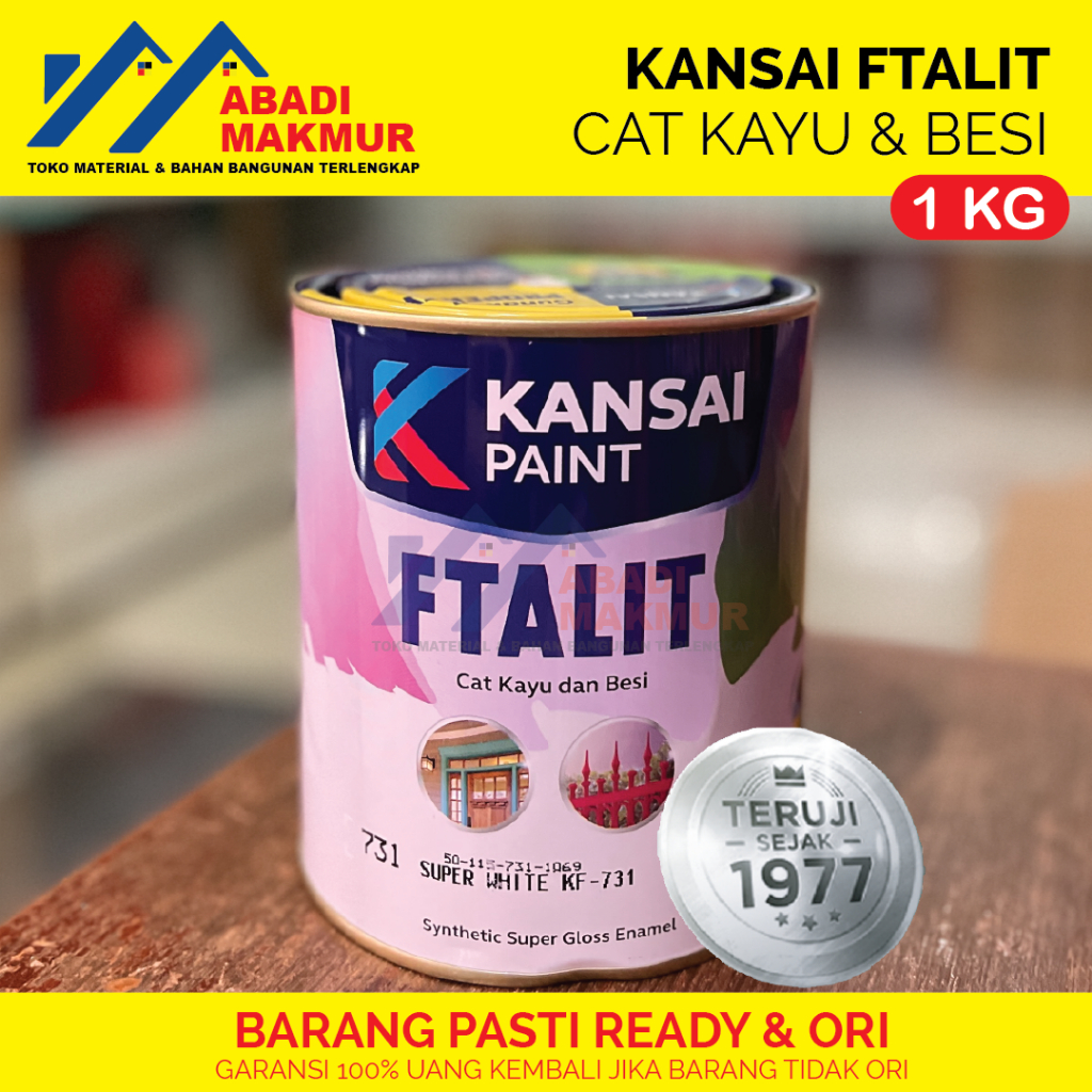 

Kansai Paint Cat FTALIT Cat Minyak Untuk Kayu & Besi 1 KG READY SEMUA WARNA