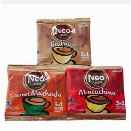 

NEO COFFEE INSTAN 20gr 3 IN 1 MOCCACHINO TIRAMISU CARAMEL MACHIATO MINUMAN SEDUH KOPI INSTANT WINGS ECER RENCENG