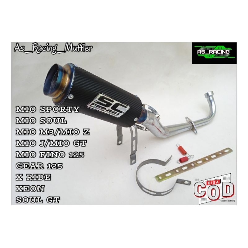 KNALPOT RACING SC PROJECT MATIC YAMAHA MIO,XEON,X RIDE,GEAR 125,FREEGO