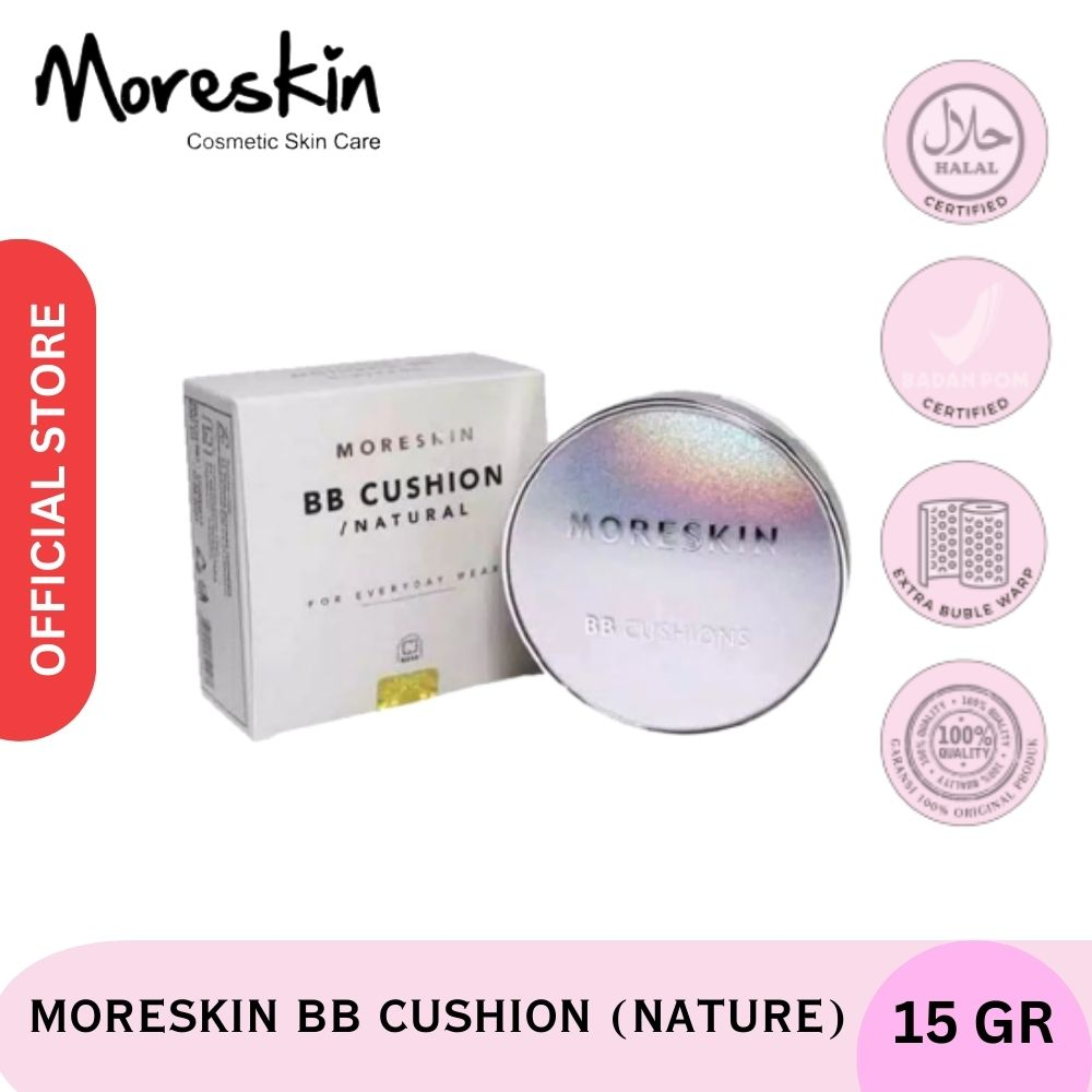 Moreskin Bb Cushion Nature Bedak Glowing Wajah - Bedak Natural - Bedak Pemutih Muka Original Terlari