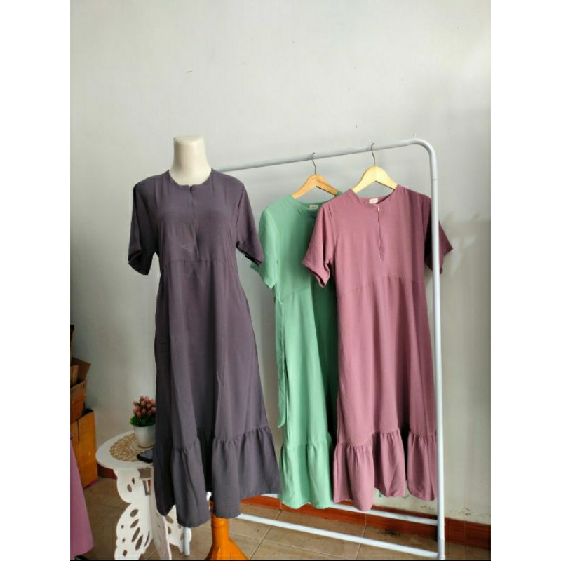 Daster polos panjang_Daster Crinkle