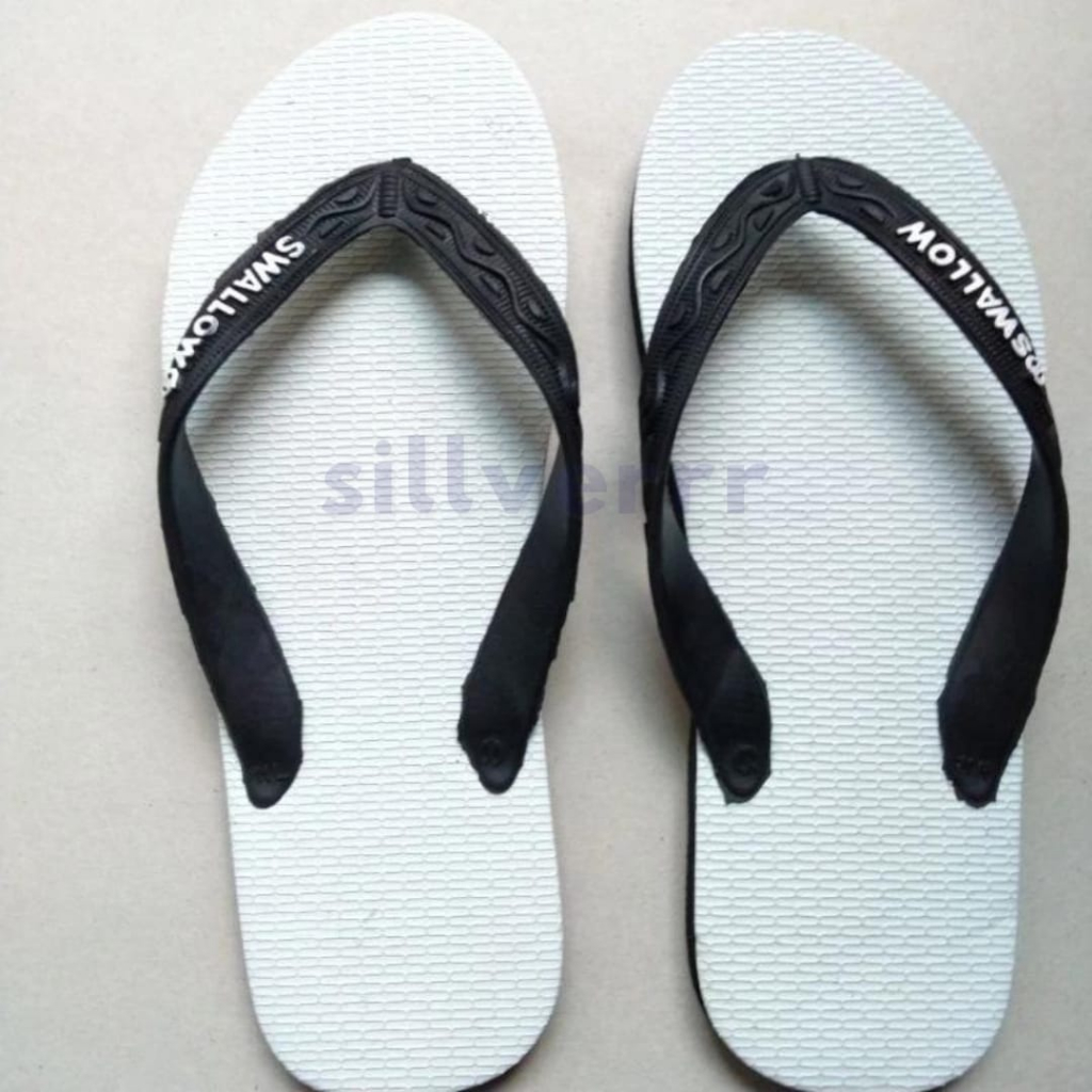 Sandal Swallow Putih Hitam Original Ukuran 9 - 11 SANDAL JEPIT KARET