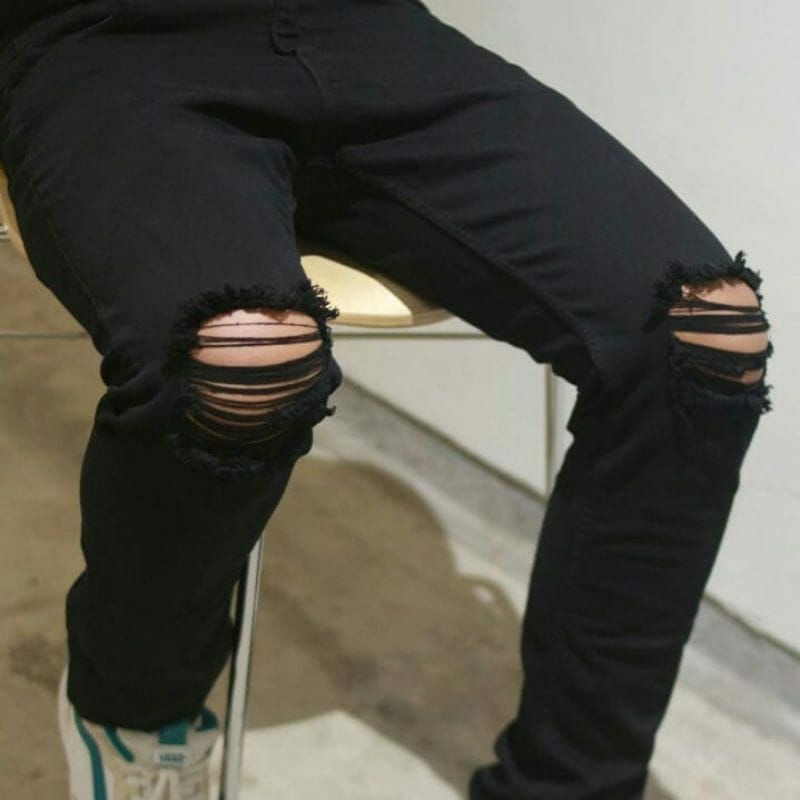 Celana Jeans Panjang Sobek hitam Ripped Jeans panjang hitam sobek panjang hitam