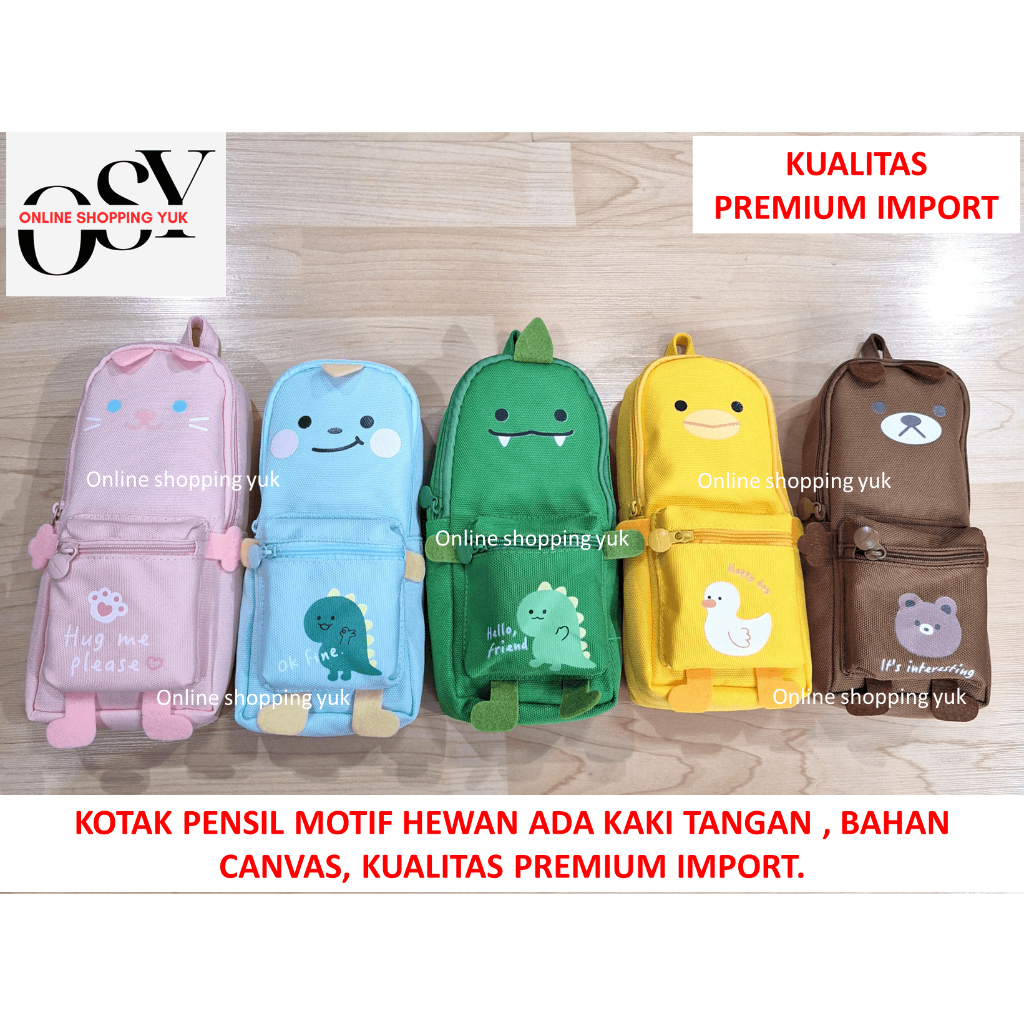 

TEMPAT PENCIL MOTIF HEWAN ADA KAKI TANGAN LUCU IMUT , BAHAN CANVAS , KAPASITAS BESAR JUMBO. 105