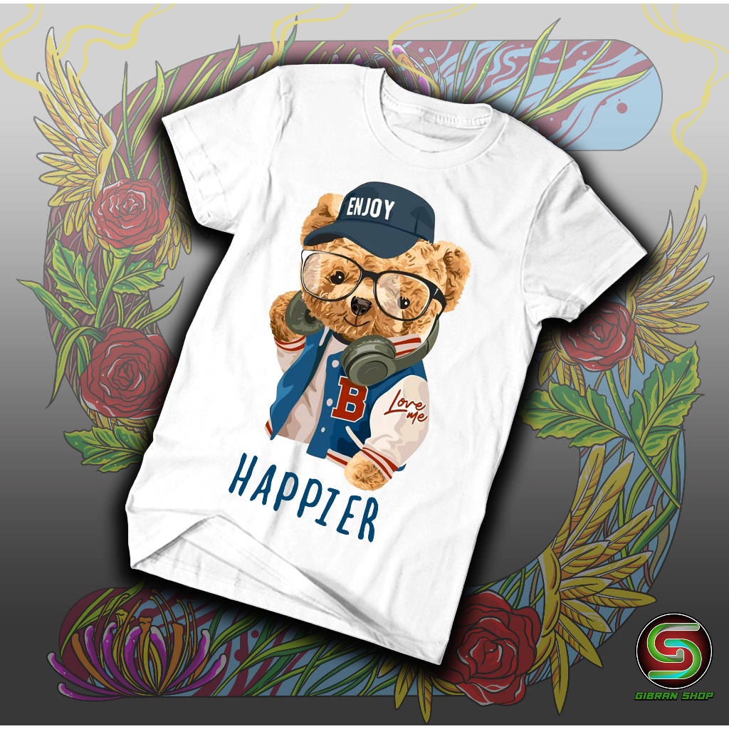KAOS DISTRO BEAR / KAOS BEAR HAPPIER  / BAJU BEAR