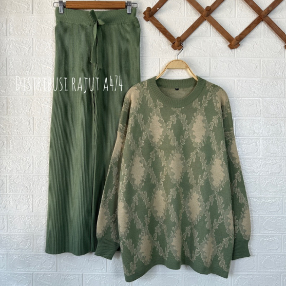 ONESET SWEATER RAJUT AYUNDA SETELAN CELANA RAJUT KULOT