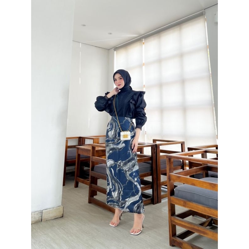 	 AYYSTORE - Rok Span Marbel Belah Samping (REALPICT) Bahan Adem Rok Korean Style	