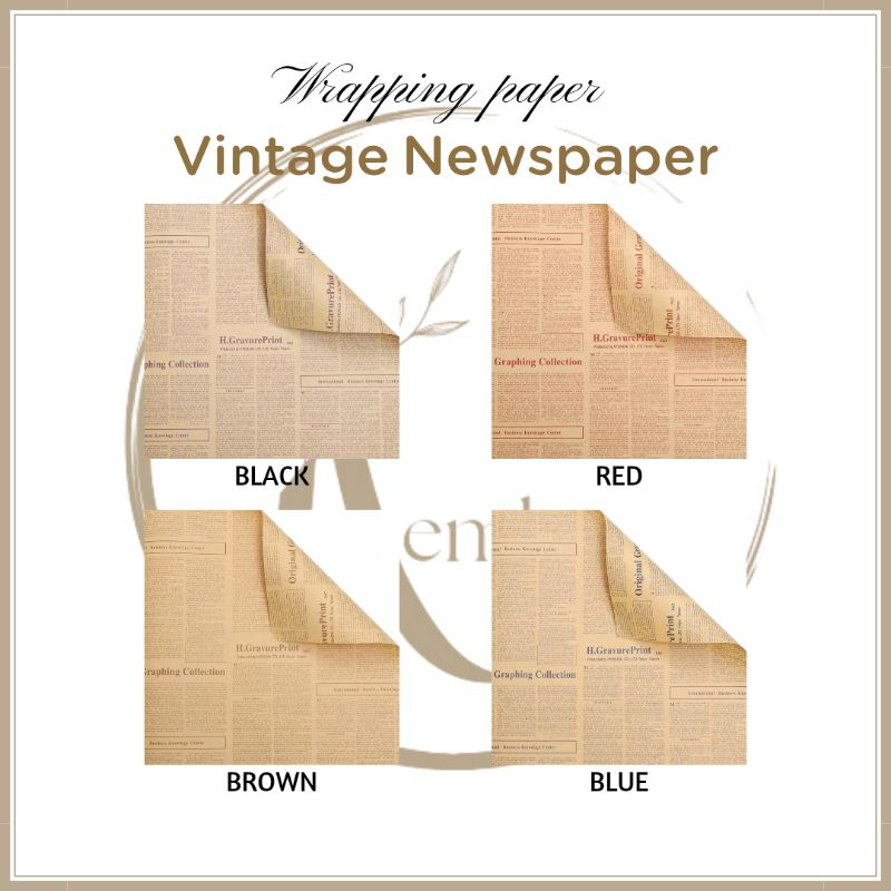 

[ECER] NP - Vintage Newspaper Flower Wrapping Paper 50×70Cm Kertas Buket Caspea Motif Koran