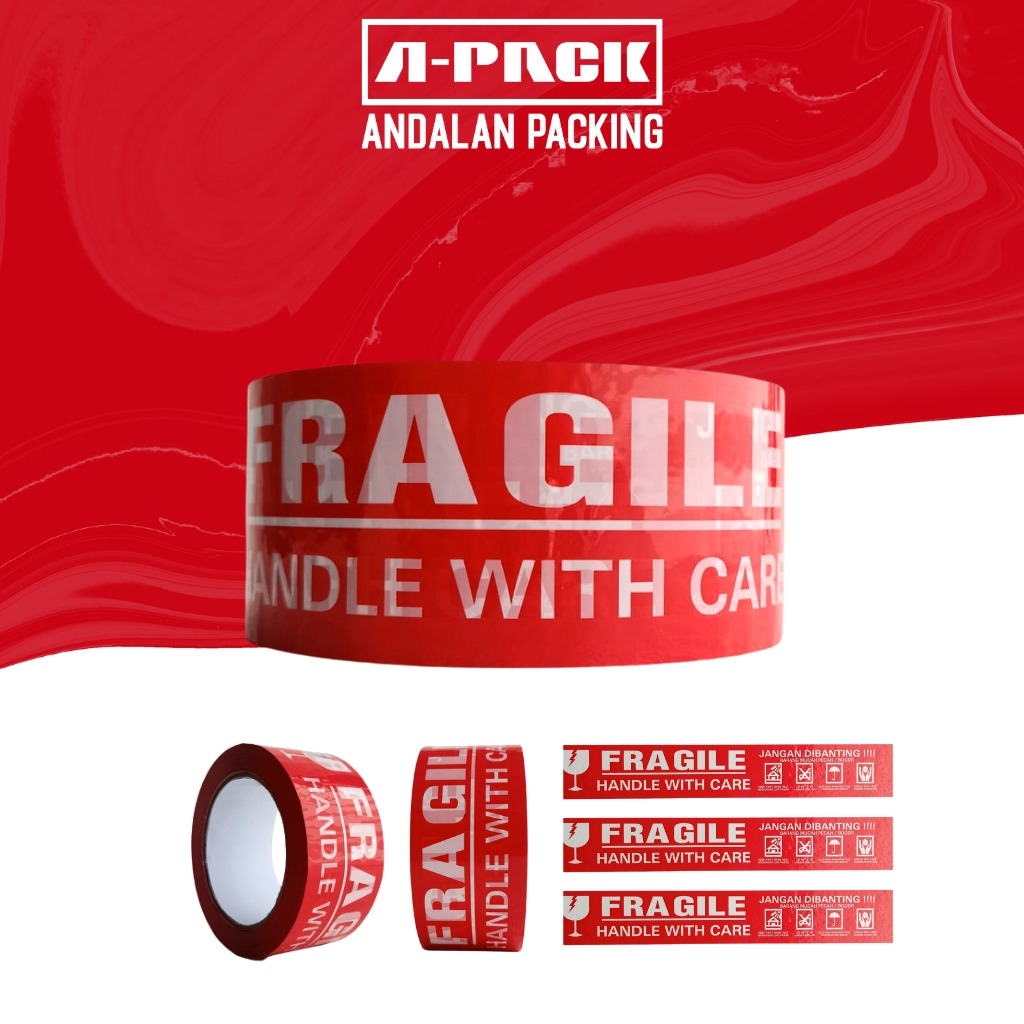 

Lakban Fragile Merah | 2inch 45mm x 100Yard