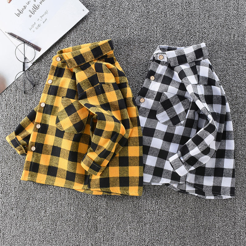Kemeja Flanel Anak Unisex Cewek Cowok Kotak Catur Usia 5-12 Tahun