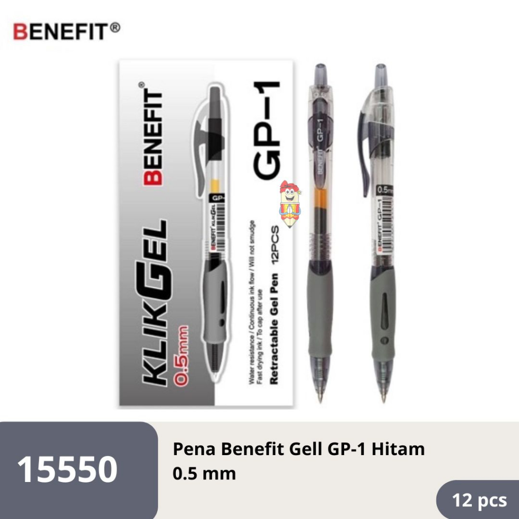 

Pulpen / bolpoin / pena Gell Benefit GP-1 Hitam 0.5 mm