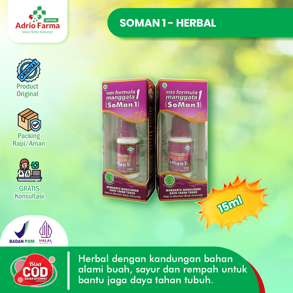 

Jamu Tetes SOMAN 1 - SOZO FORMULA MANGGATA 1 - Botol @ 15ml - Jamu Tets Soman untuk Kesehatan Tubuh & Sistem Pencernaan