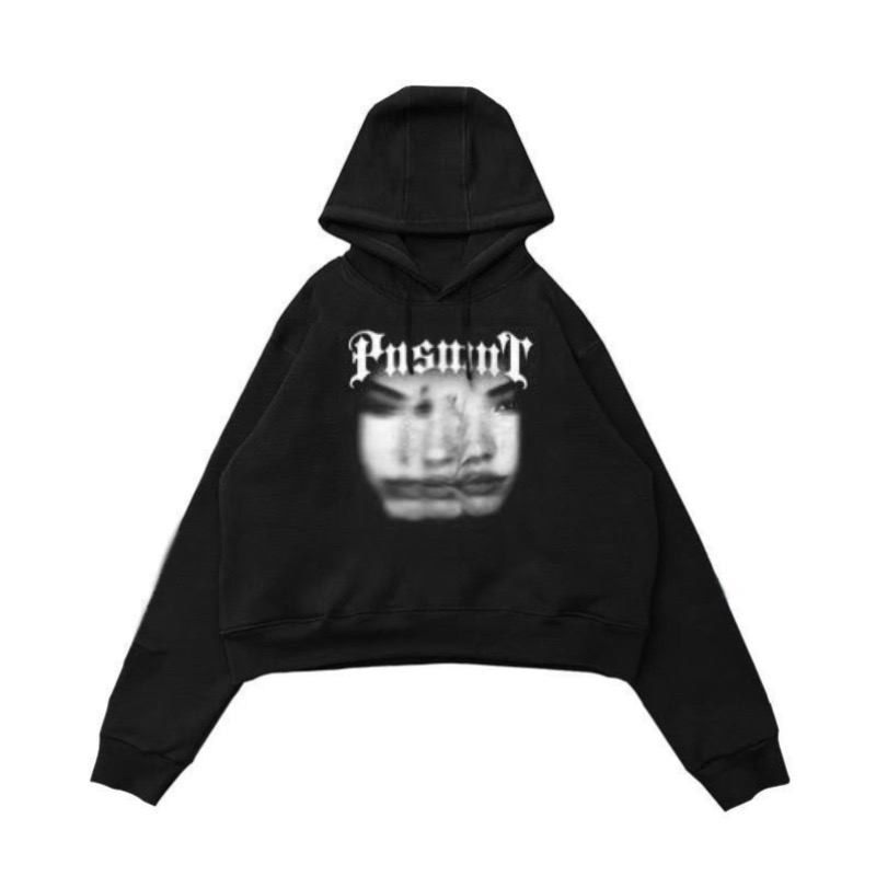 Hoodie Crop Pria Wanita Original Punishment Disaster Black Fosmot Hodie Crop Oversize Unisex Premium