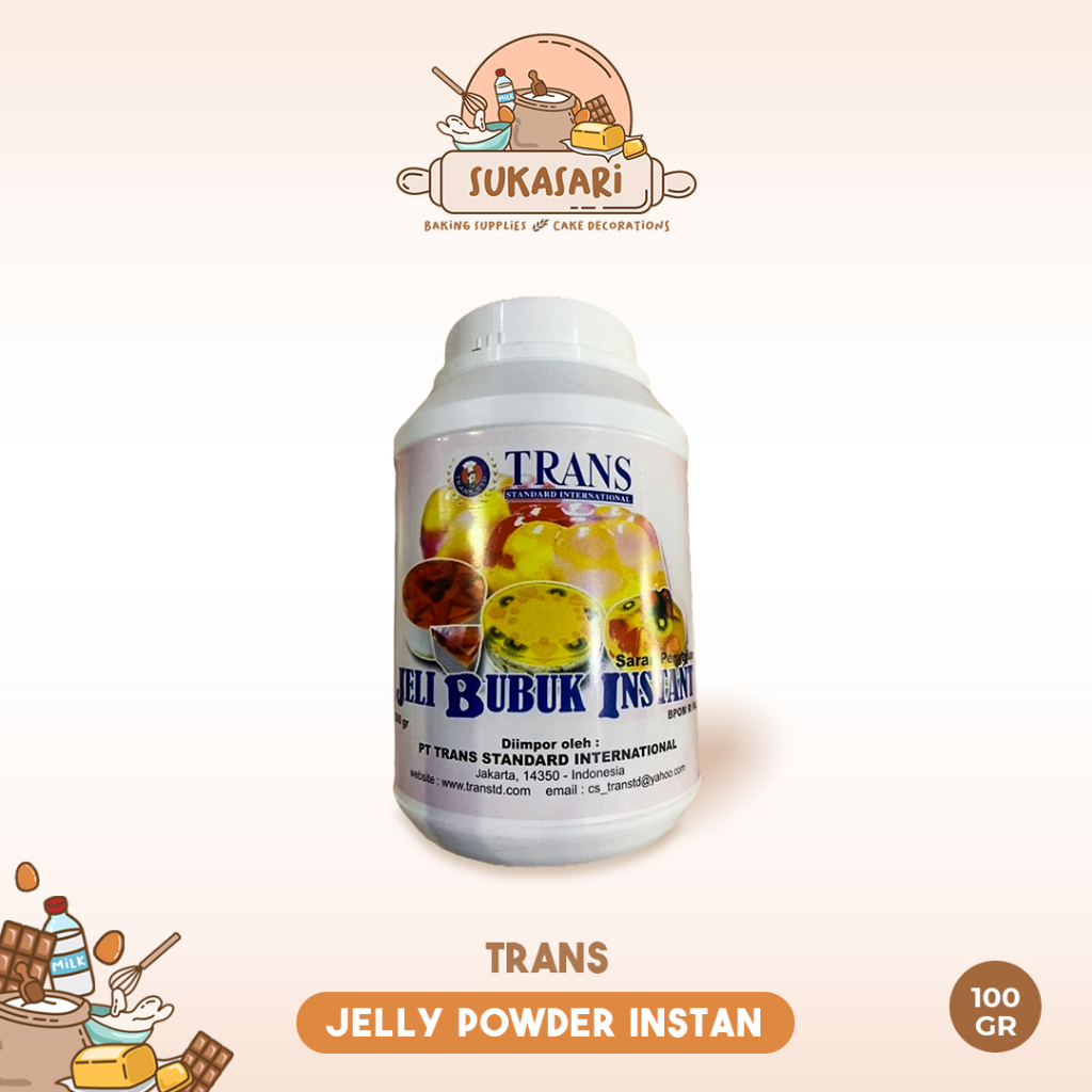 

Sukasari - Trans Jelly Powder Instant 100gr, 500gr, / Bubuk Agar Agar Plain / Bubuk Jeli Instan / Premix Jelly Pudding