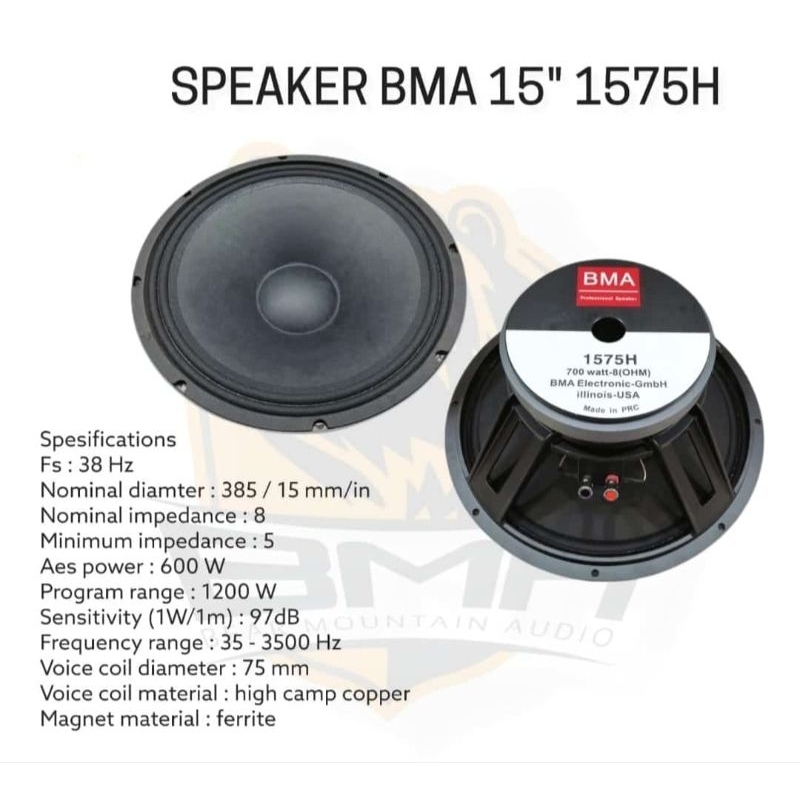 speaker BMA 1575H voice coil 3 inch