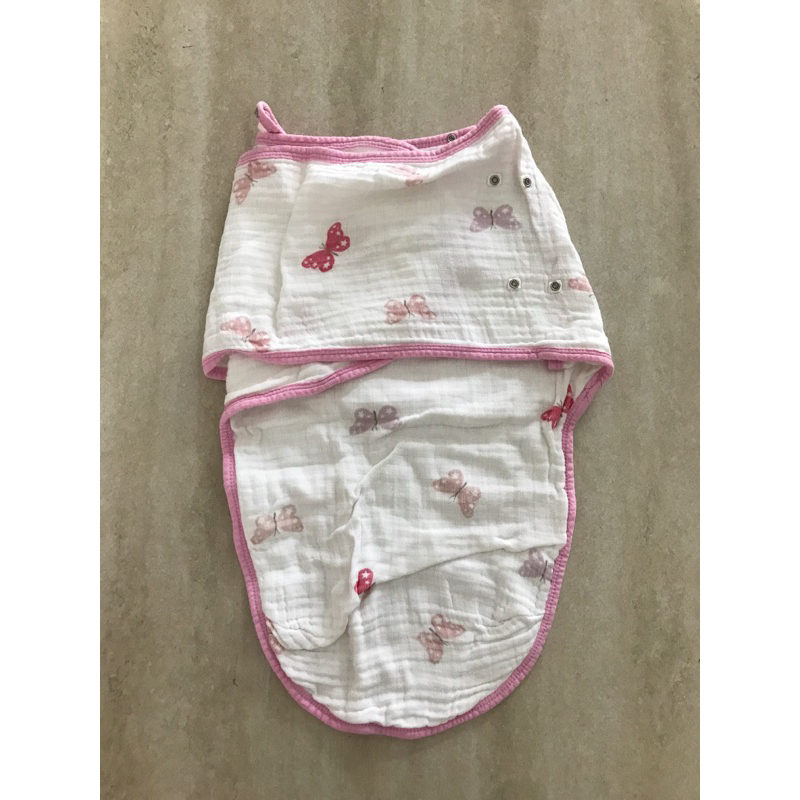 Preloved Bedong Bayi Swaddle Aden Anais Ori Kupu Kupu Pink
