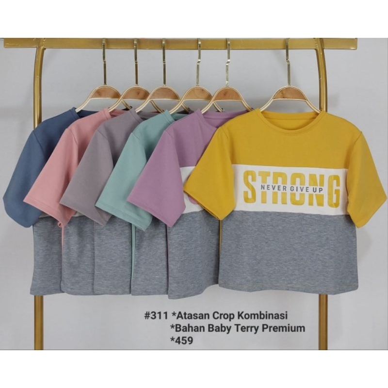 Orenz Kaos Crop lengan pendek kombinasi 3 warna tulisan RANDOM || Atasan Remaja  || Kaos Babbyterry 