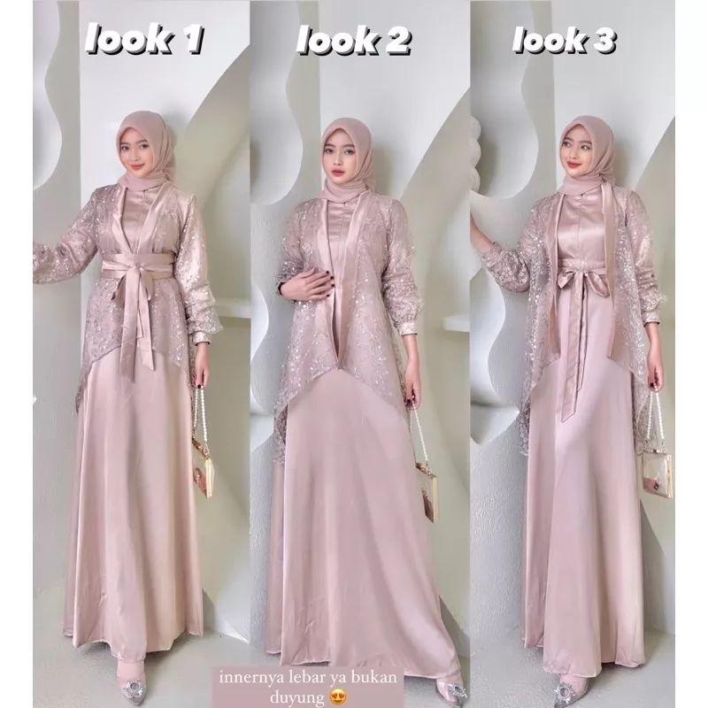 FUJI DRESS SET / SETELAN GAMIS BROKAT / RAYA DRESS GAMIS MUSLIM LEBARAN GAMIS LEBARAN DRESS LEBARAN 