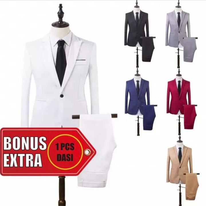 Preloved Setelan Jas Pria Warna Putih - Jas Pengantin - Jas Wisuda - Jas Kerja